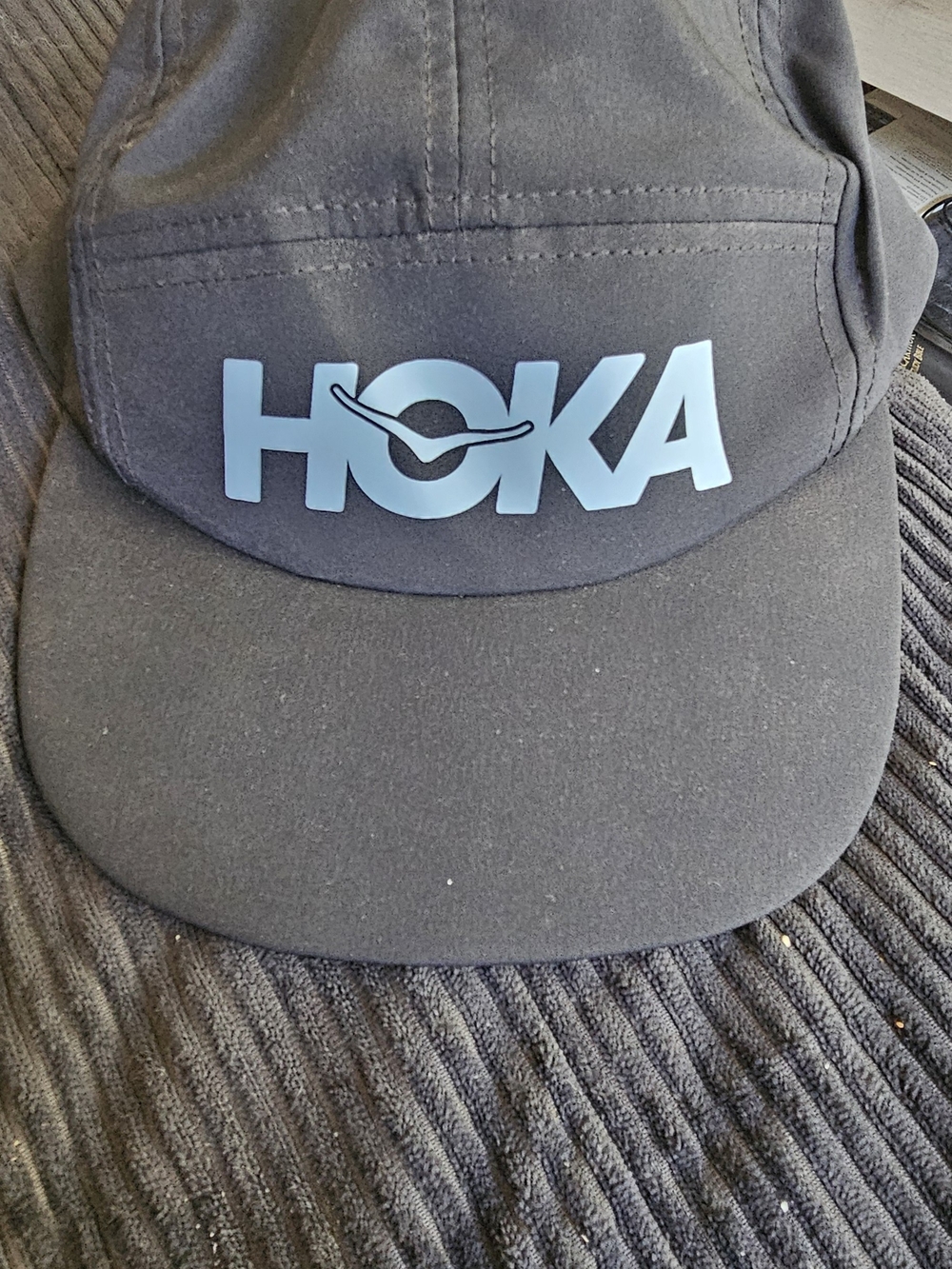 HOKA Black Running Cap with Light Blue Logo